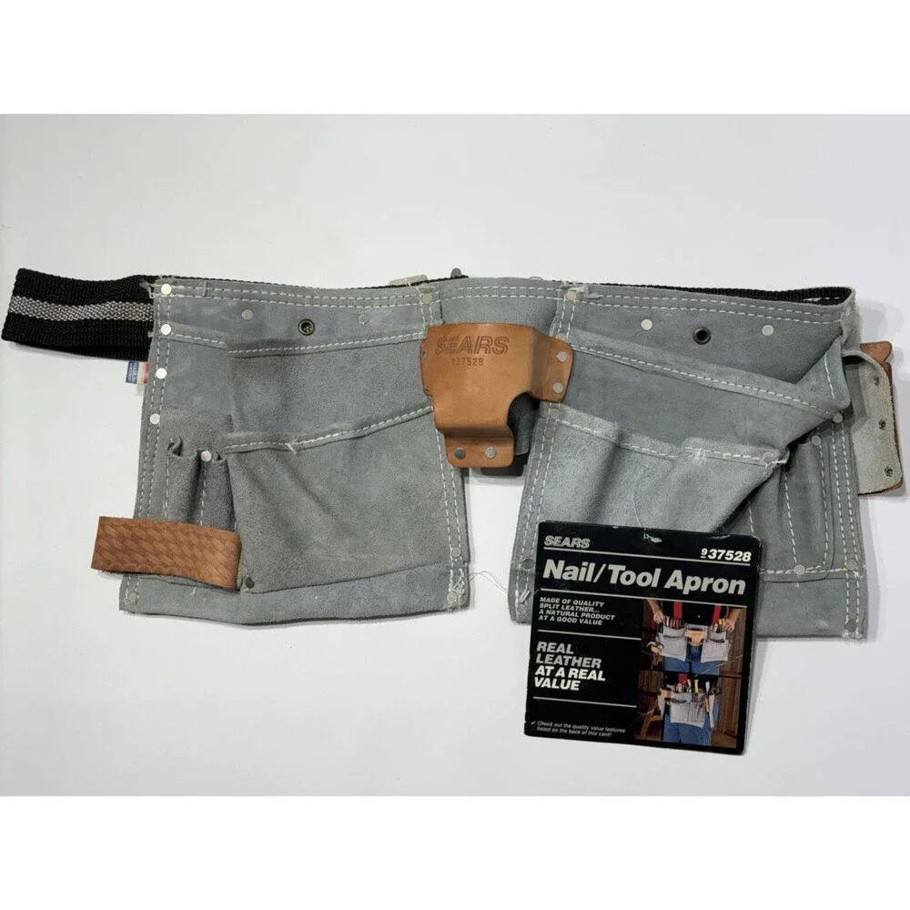 NWT Vintage Sears Nail Tool Apron Utility Belt Leather Made in Mexico #937528